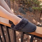 LaMO Lia scuff slipper charcoal sheepskin cuff charcoal 