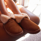 LaMO Mabel slipper bootie suede chestnut sheepskin